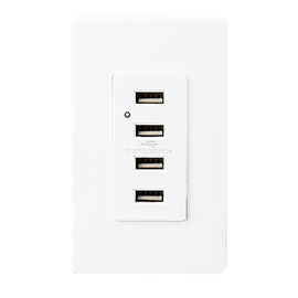 白色USB壁出口USB電源出口 2つの壁プレートを持つ4つのUSBポート