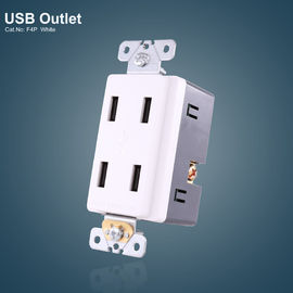 ホワイト 4 USB ポート GFCI 容器 スクリューレスプレート付きの電気USB出口