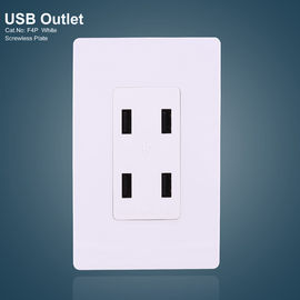 ホワイト 4 USB ポート GFCI 容器 スクリューレスプレート付きの電気USB出口